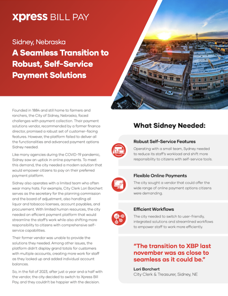 Sidney, Nebraska - A Seamless Transition to Robust, Self-Service Payment Solutions